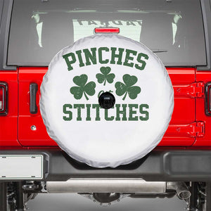Funny St Patrick's Day Pinches Get Stiches Spare Tire Cover Shamrock TS11 White Print Your Wear
