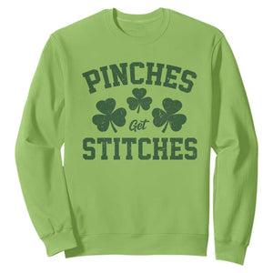 Funny St Patrick's Day Pinches Get Stiches Sweatshirt Shamrock TS11 Lime Print Your Wear