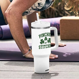 Funny St Patrick's Day Pinches Get Stiches Tumbler With Handle Shamrock TS11 Print Your Wear