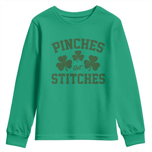 Funny St Patrick's Day Pinches Get Stiches Youth Sweatshirt Shamrock TS11 Irish Green Print Your Wear