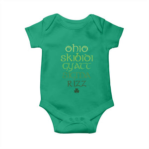 Funny Ohio Skibidi Gyatt Sigma Rizz St Patrick's Day Baby Onesie Shamrock TS11 Irish Green Print Your Wear