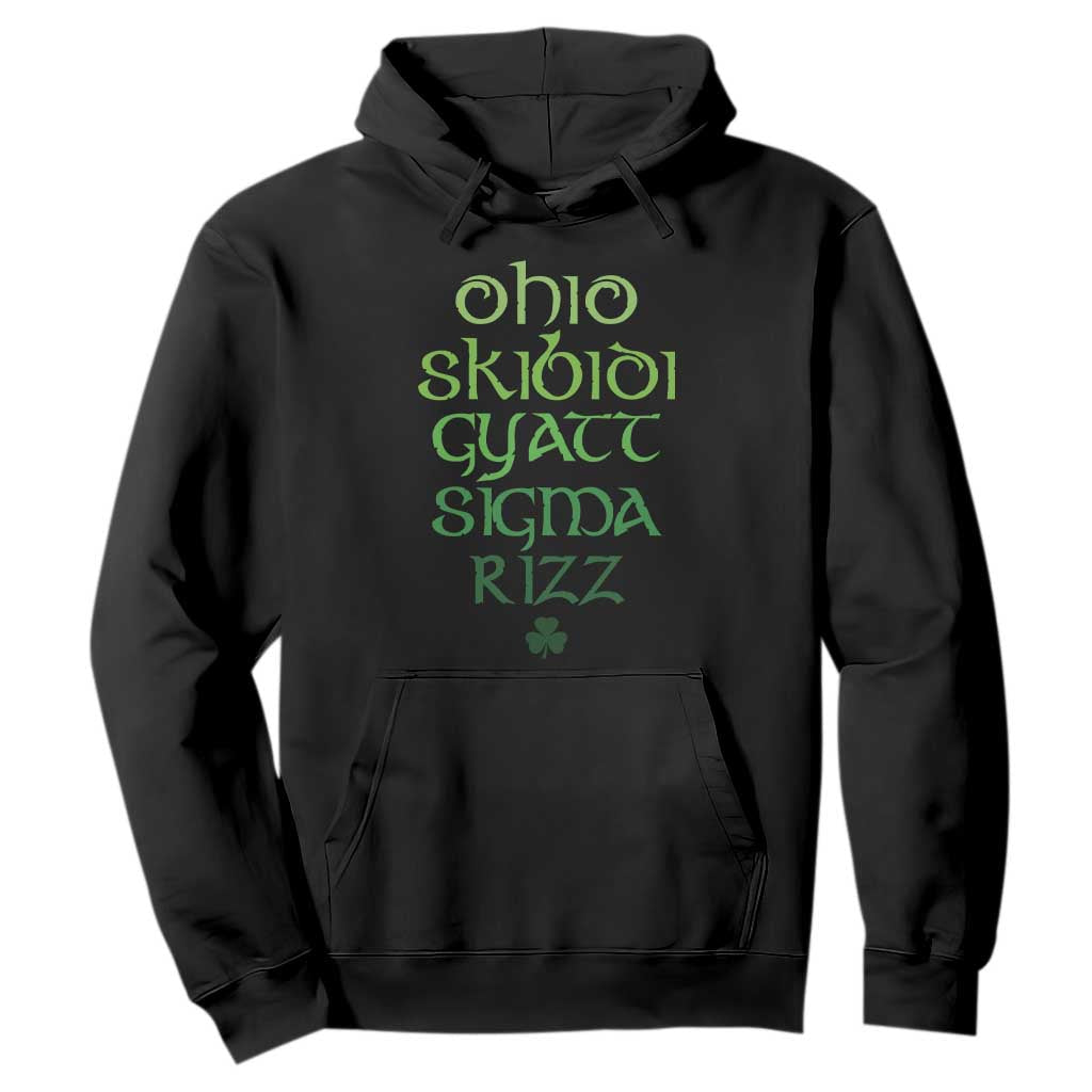 Funny Ohio Skibidi Gyatt Sigma Rizz St Patrick's Day Hoodie Shamrock TS11 Black Print Your Wear