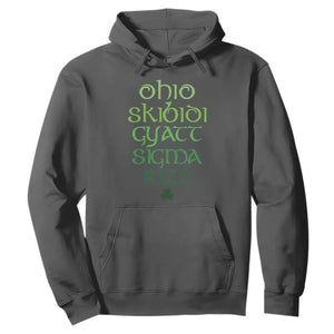 Funny Ohio Skibidi Gyatt Sigma Rizz St Patrick's Day Hoodie Shamrock TS11 Dark Heather Print Your Wear