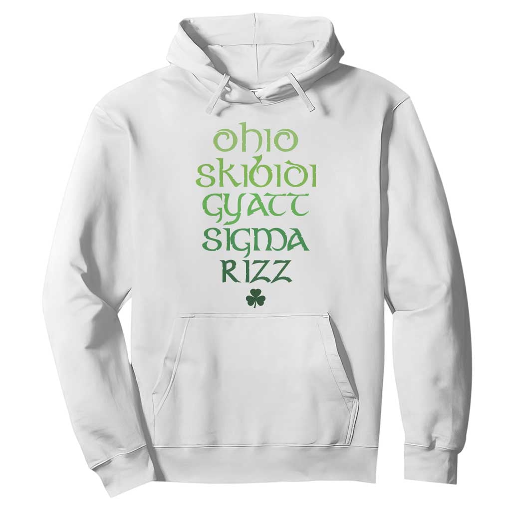 Funny Ohio Skibidi Gyatt Sigma Rizz St Patrick's Day Hoodie Shamrock TS11 White Print Your Wear