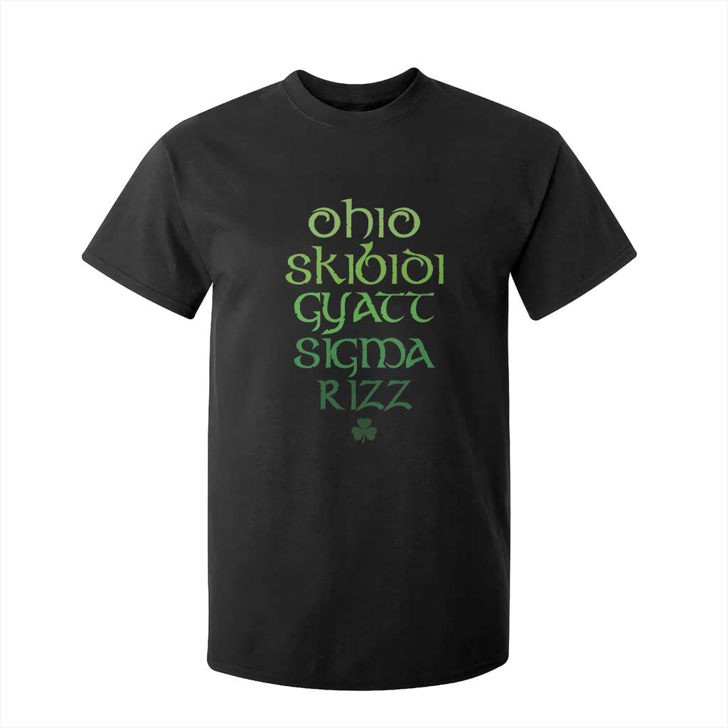 Funny Ohio Skibidi Gyatt Sigma Rizz St Patrick's Day T Shirt For Kid Shamrock TS11 Black Print Your Wear