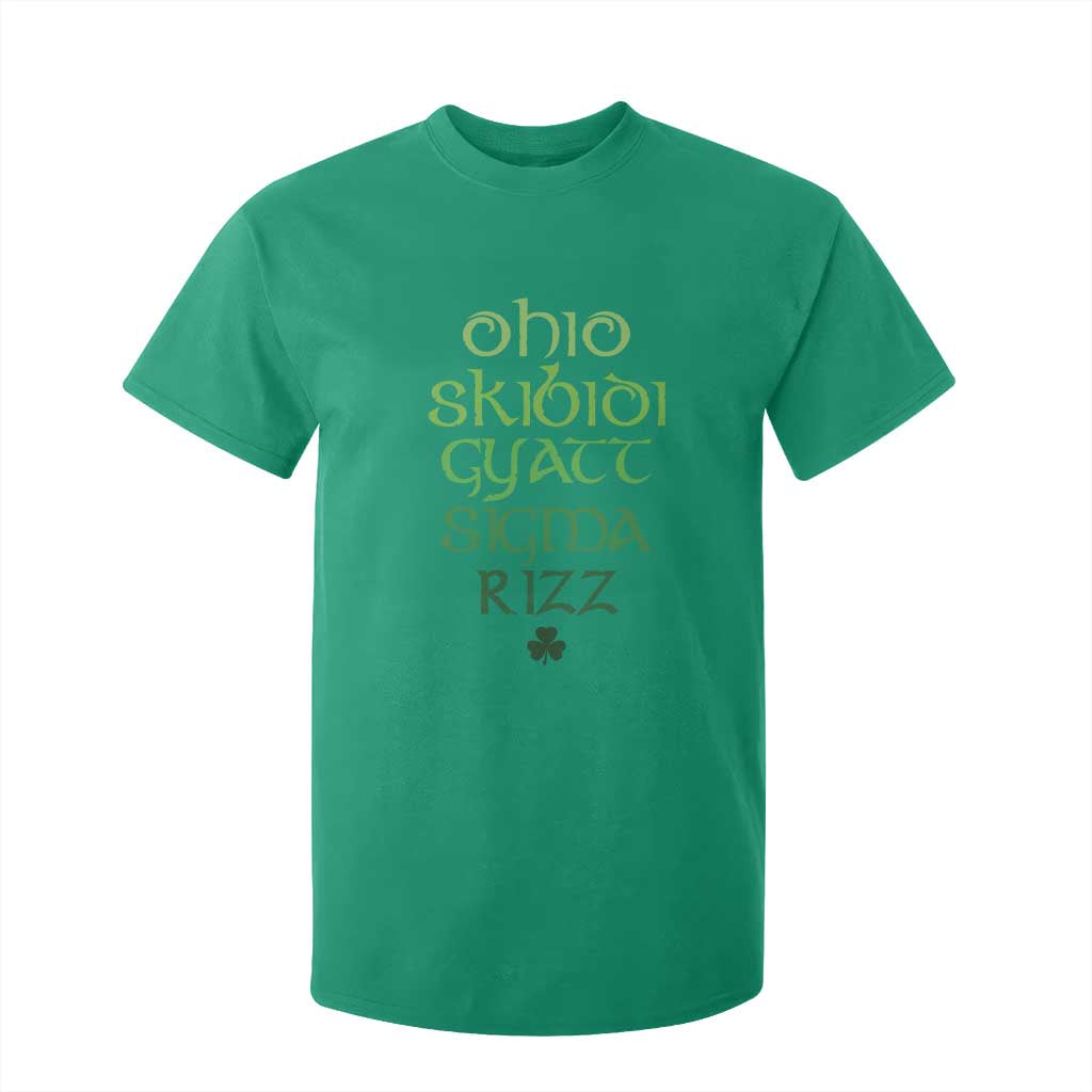 Funny Ohio Skibidi Gyatt Sigma Rizz St Patrick's Day T Shirt For Kid Shamrock TS11 Irish Green Print Your Wear
