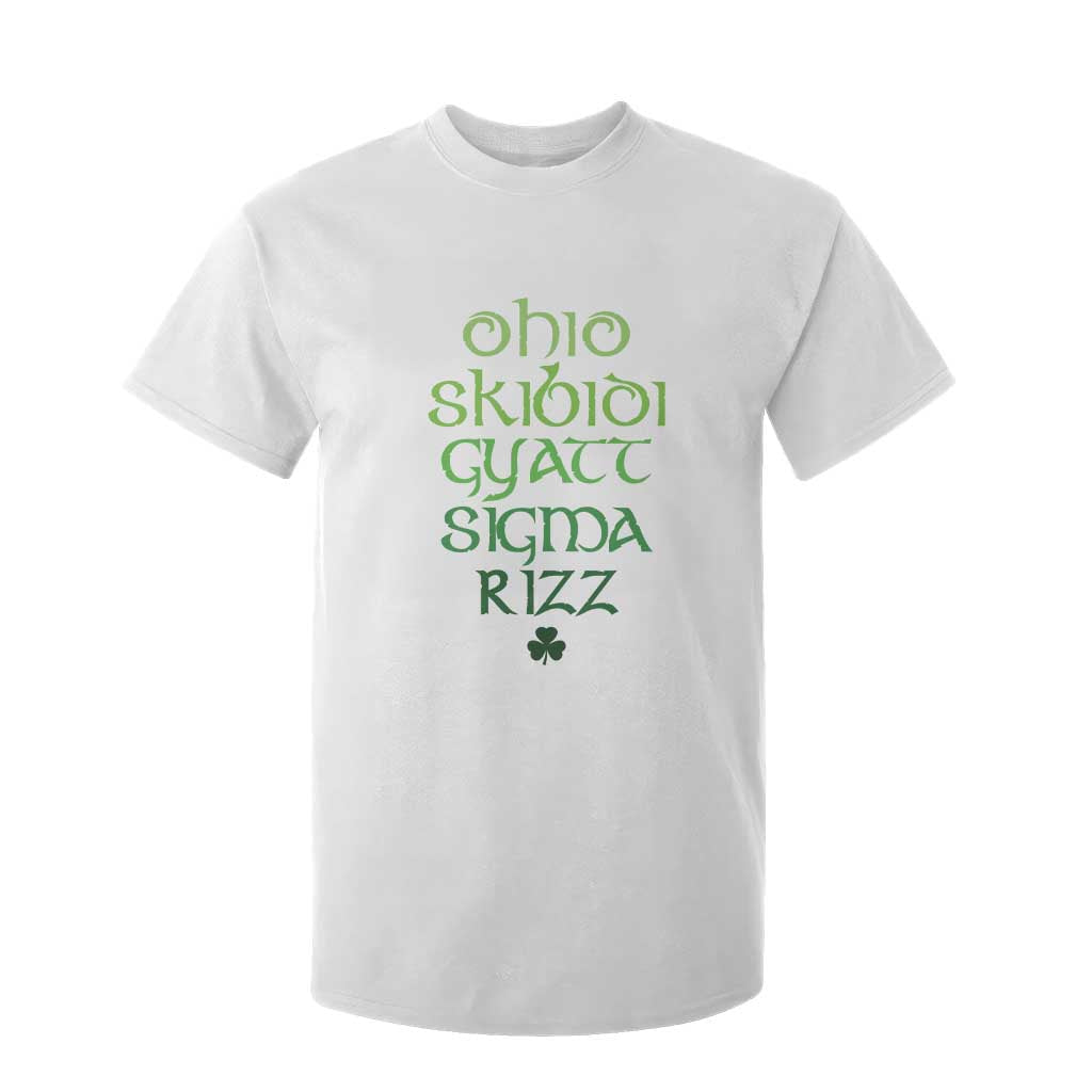 Funny Ohio Skibidi Gyatt Sigma Rizz St Patrick's Day T Shirt For Kid Shamrock TS11 White Print Your Wear
