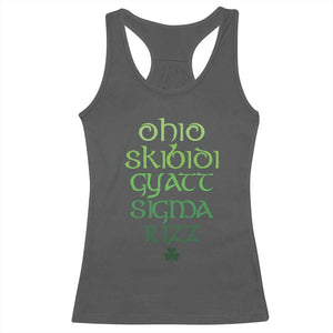 Funny Ohio Skibidi Gyatt Sigma Rizz St Patrick's Day Racerback Tank Top Shamrock TS11 Dark Heather Print Your Wear