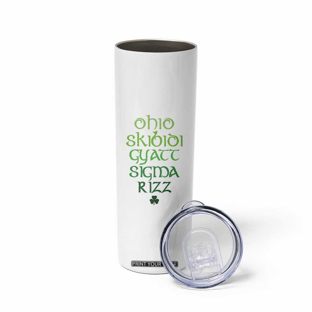 Funny Ohio Skibidi Gyatt Sigma Rizz St Patrick's Day Skinny Tumbler Shamrock TS11 Print Your Wear