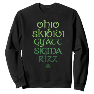 Funny Ohio Skibidi Gyatt Sigma Rizz St Patrick's Day Sweatshirt Shamrock TS11 Black Print Your Wear