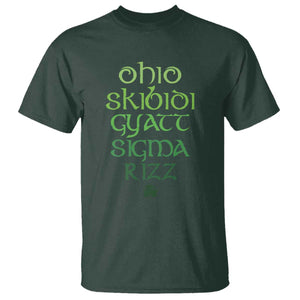 Funny Ohio Skibidi Gyatt Sigma Rizz St Patrick's Day T Shirt Shamrock TS11 Dark Forest Green Print Your Wear
