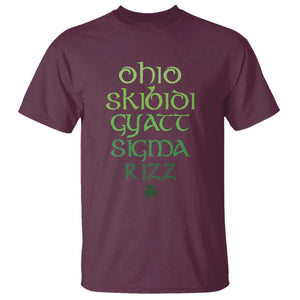 Funny Ohio Skibidi Gyatt Sigma Rizz St Patrick's Day T Shirt Shamrock TS11 Maroon Print Your Wear