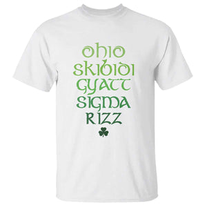 Funny Ohio Skibidi Gyatt Sigma Rizz St Patrick's Day T Shirt Shamrock TS11 White Print Your Wear