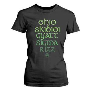 Funny Ohio Skibidi Gyatt Sigma Rizz St Patrick's Day T Shirt For Women Shamrock TS11 Black Print Your Wear