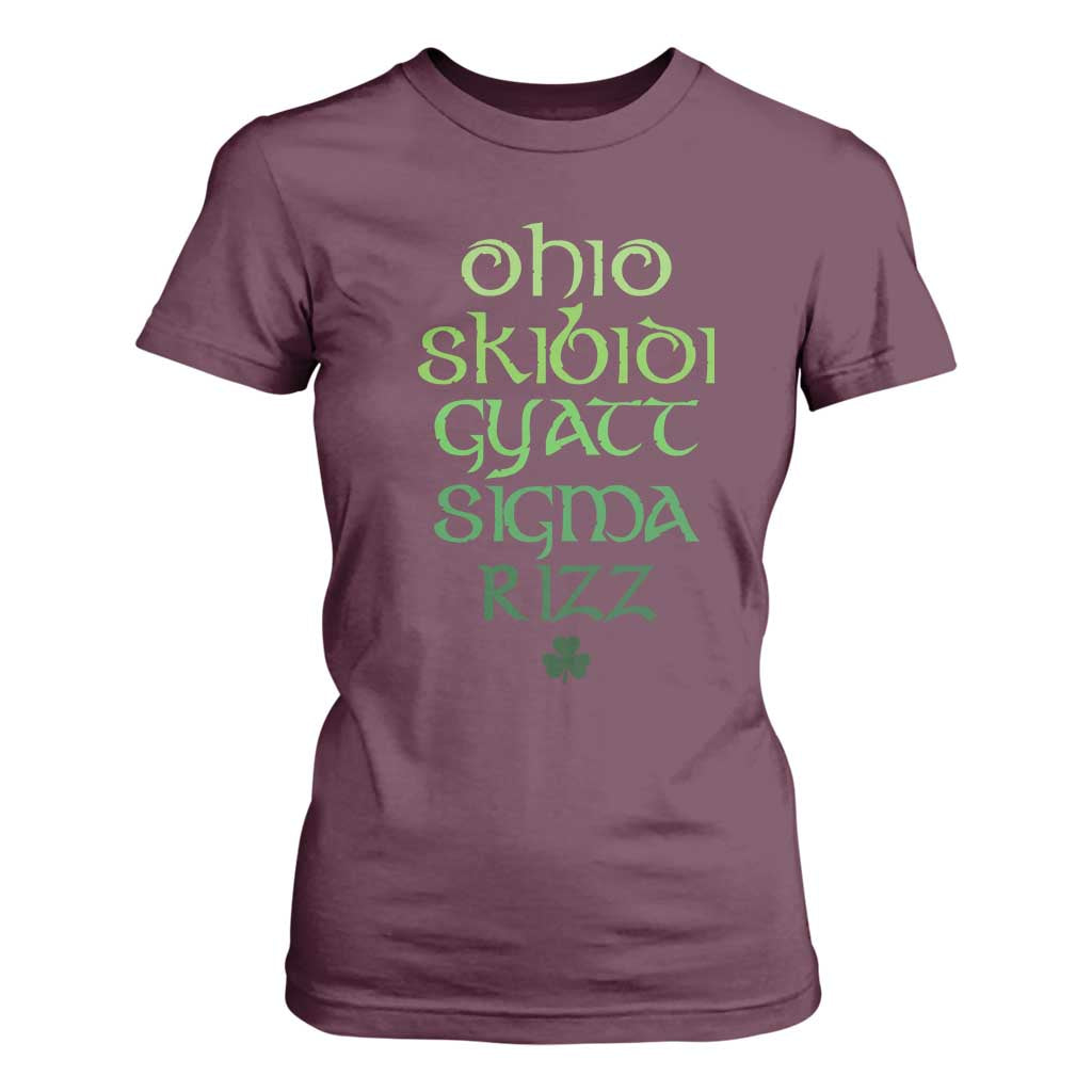 Funny Ohio Skibidi Gyatt Sigma Rizz St Patrick's Day T Shirt For Women Shamrock TS11 Maroon Print Your Wear