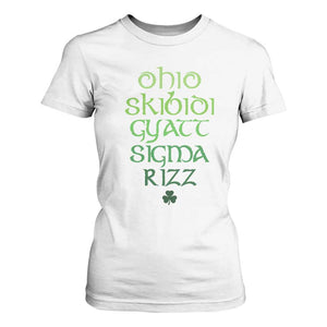 Funny Ohio Skibidi Gyatt Sigma Rizz St Patrick's Day T Shirt For Women Shamrock TS11 White Print Your Wear