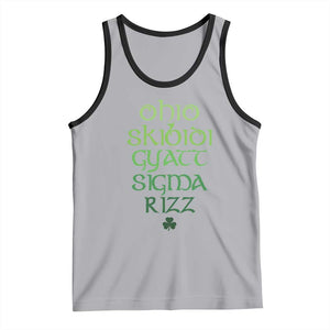 Funny Ohio Skibidi Gyatt Sigma Rizz St Patrick's Day Tank Top Shamrock TS11 Athletic Heather Black Print Your Wear
