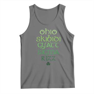 Funny Ohio Skibidi Gyatt Sigma Rizz St Patrick's Day Tank Top Shamrock TS11 Black Heather Print Your Wear