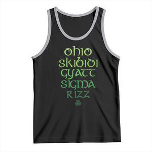 Funny Ohio Skibidi Gyatt Sigma Rizz St Patrick's Day Tank Top Shamrock TS11 Black Athletic Heather Print Your Wear
