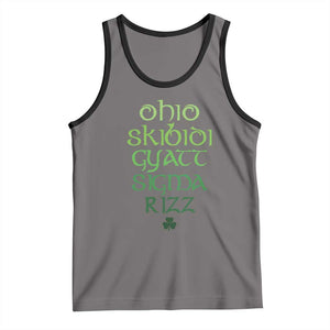 Funny Ohio Skibidi Gyatt Sigma Rizz St Patrick's Day Tank Top Shamrock TS11 Deep Heather Black Print Your Wear