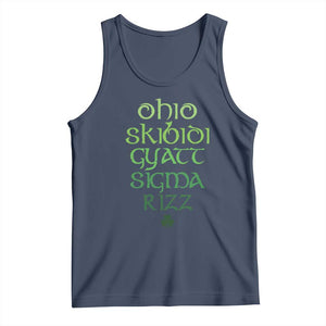 Funny Ohio Skibidi Gyatt Sigma Rizz St Patrick's Day Tank Top Shamrock TS11 Navy Print Your Wear