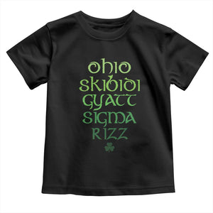 Funny Ohio Skibidi Gyatt Sigma Rizz St Patrick's Day Toddler T Shirt Shamrock TS11 Black Print Your Wear