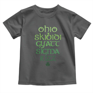 Funny Ohio Skibidi Gyatt Sigma Rizz St Patrick's Day Toddler T Shirt Shamrock TS11 Dark Heather Print Your Wear