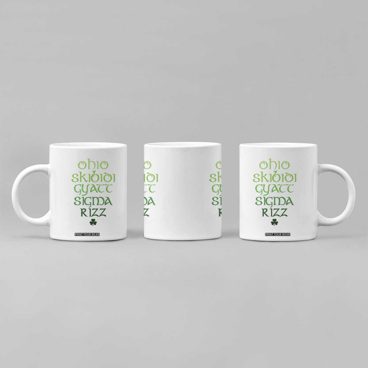 Funny Ohio Skibidi Gyatt Sigma Rizz St Patrick's Day Coffee Mug Shamrock TS11 Print Your Wear