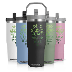 Funny Ohio Skibidi Gyatt Sigma Rizz St Patrick's Day Flip Straw Tumbler Shamrock TS11 Print Your Wear