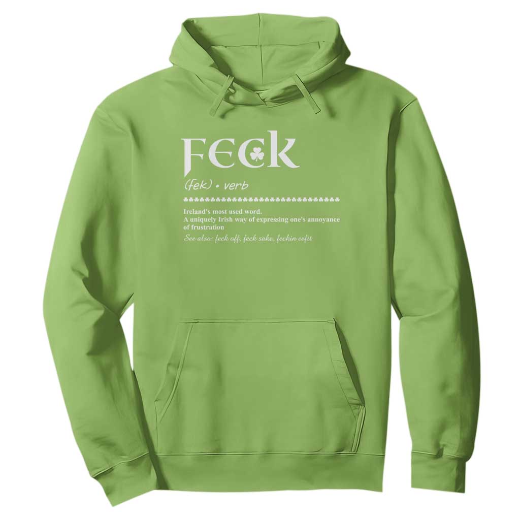 Funny Irish Pride Hoodie Feck Definition Shamrocks St Patrick's Day TS11 Lime Print Your Wear