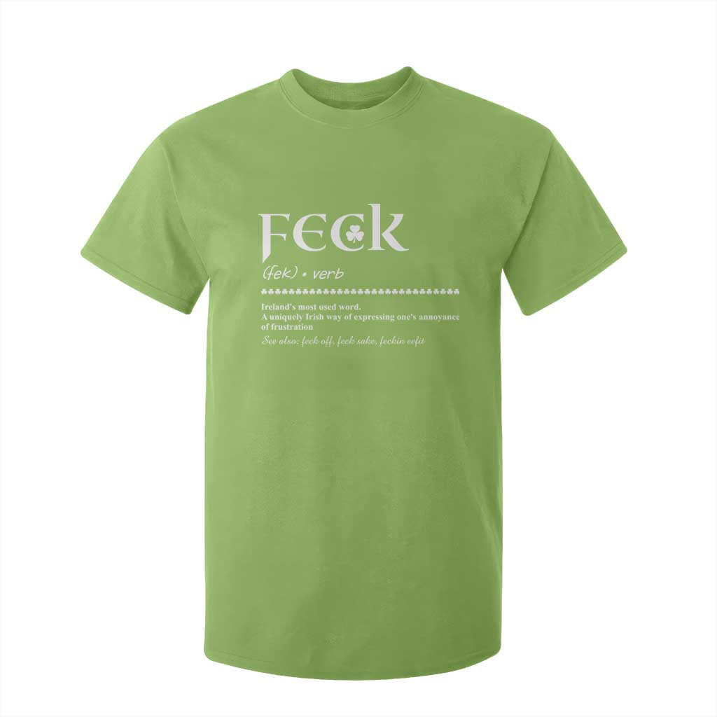 Funny Irish Pride T Shirt For Kid Feck Definition Shamrocks St Patrick's Day TS11 Lime Print Your Wear