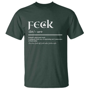 Funny Irish Pride T Shirt Feck Definition Shamrocks St Patrick's Day TS11 Dark Forest Green Print Your Wear