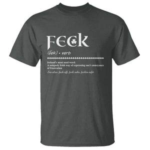Funny Irish Pride T Shirt Feck Definition Shamrocks St Patrick's Day TS11 Dark Heather Print Your Wear