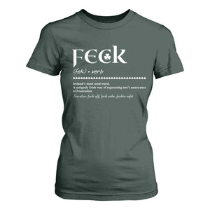 Funny Irish Pride T Shirt For Women Feck Definition Shamrocks St Patrick's Day TS11 Dark Forest Green Print Your Wear