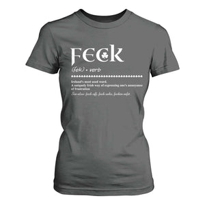 Funny Irish Pride T Shirt For Women Feck Definition Shamrocks St Patrick's Day TS11 Dark Heather Print Your Wear