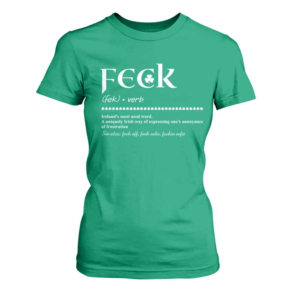 Funny Irish Pride T Shirt For Women Feck Definition Shamrocks St Patrick's Day TS11 Irish Green Print Your Wear