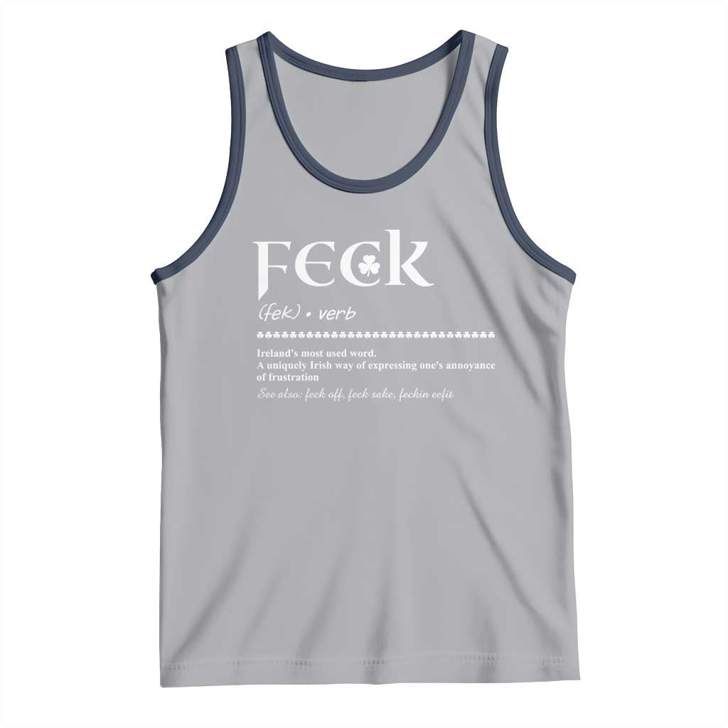 Funny Irish Pride Tank Top Feck Definition Shamrocks St Patrick's Day TS11 Athletic Heather Navy Print Your Wear