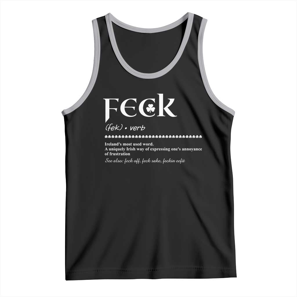 Funny Irish Pride Tank Top Feck Definition Shamrocks St Patrick's Day TS11 Black Athletic Heather Print Your Wear