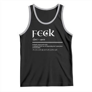 Funny Irish Pride Tank Top Feck Definition Shamrocks St Patrick's Day TS11 Black Athletic Heather Print Your Wear