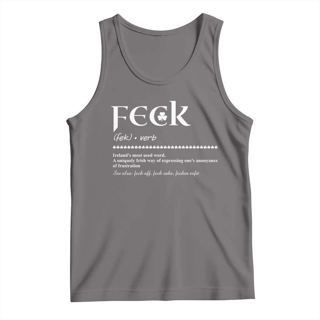 Funny Irish Pride Tank Top Feck Definition Shamrocks St Patrick's Day TS11 Deep Heather Print Your Wear
