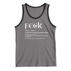 Funny Irish Pride Tank Top Feck Definition Shamrocks St Patrick's Day TS11 Deep Heather Black Print Your Wear