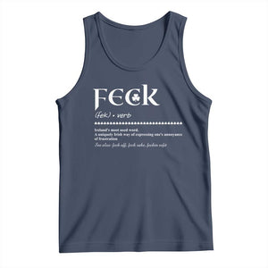 Funny Irish Pride Tank Top Feck Definition Shamrocks St Patrick's Day TS11 Navy Print Your Wear