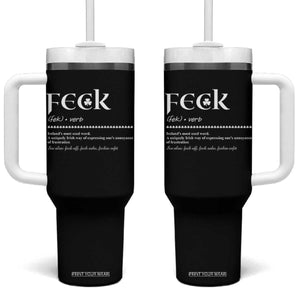 Funny Irish Pride Tumbler With Handle Feck Definition Shamrocks St Patrick's Day TS11 One Size: 40 oz Black Print Your Wear