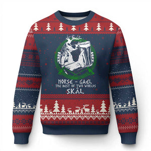 Funny Norse Gael The Best Of Two Worlds Skal Ugly Christmas Sweater Irish Viking Beer TS11 Navy Red Print Your Wear
