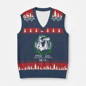 Funny Norse Gael The Best Of Two Worlds Skal V-Neck Knit Sweater Vest Irish Viking Beer TS11 Navy Red Print Your Wear
