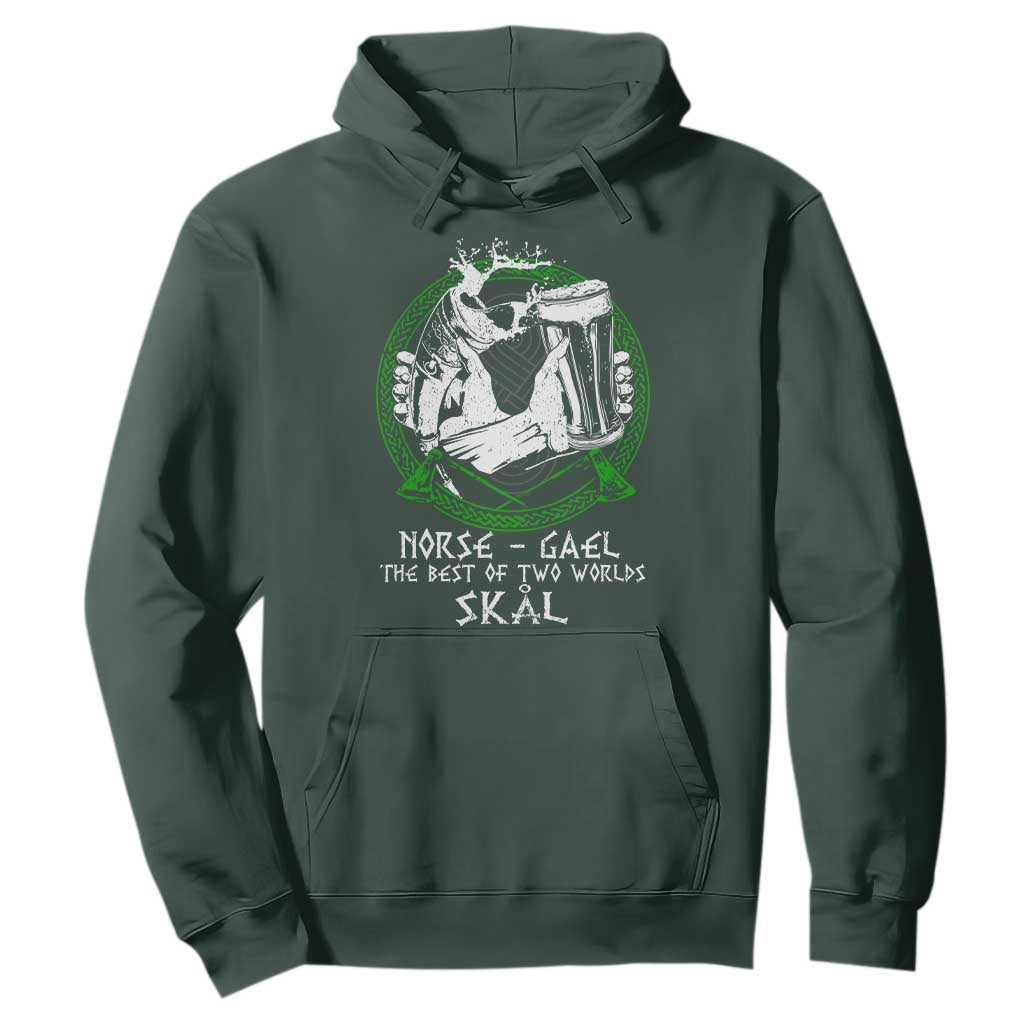 Funny Norse Gael The Best Of Two Worlds Skal Hoodie Irish Viking Beer TS11 Dark Forest Green Print Your Wear