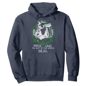 Funny Norse Gael The Best Of Two Worlds Skal Hoodie Irish Viking Beer TS11 Navy Print Your Wear