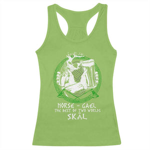 Funny Norse Gael The Best Of Two Worlds Skal Racerback Tank Top Irish Viking Beer TS11 Lime Print Your Wear