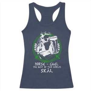 Funny Norse Gael The Best Of Two Worlds Skal Racerback Tank Top Irish Viking Beer TS11 Navy Print Your Wear