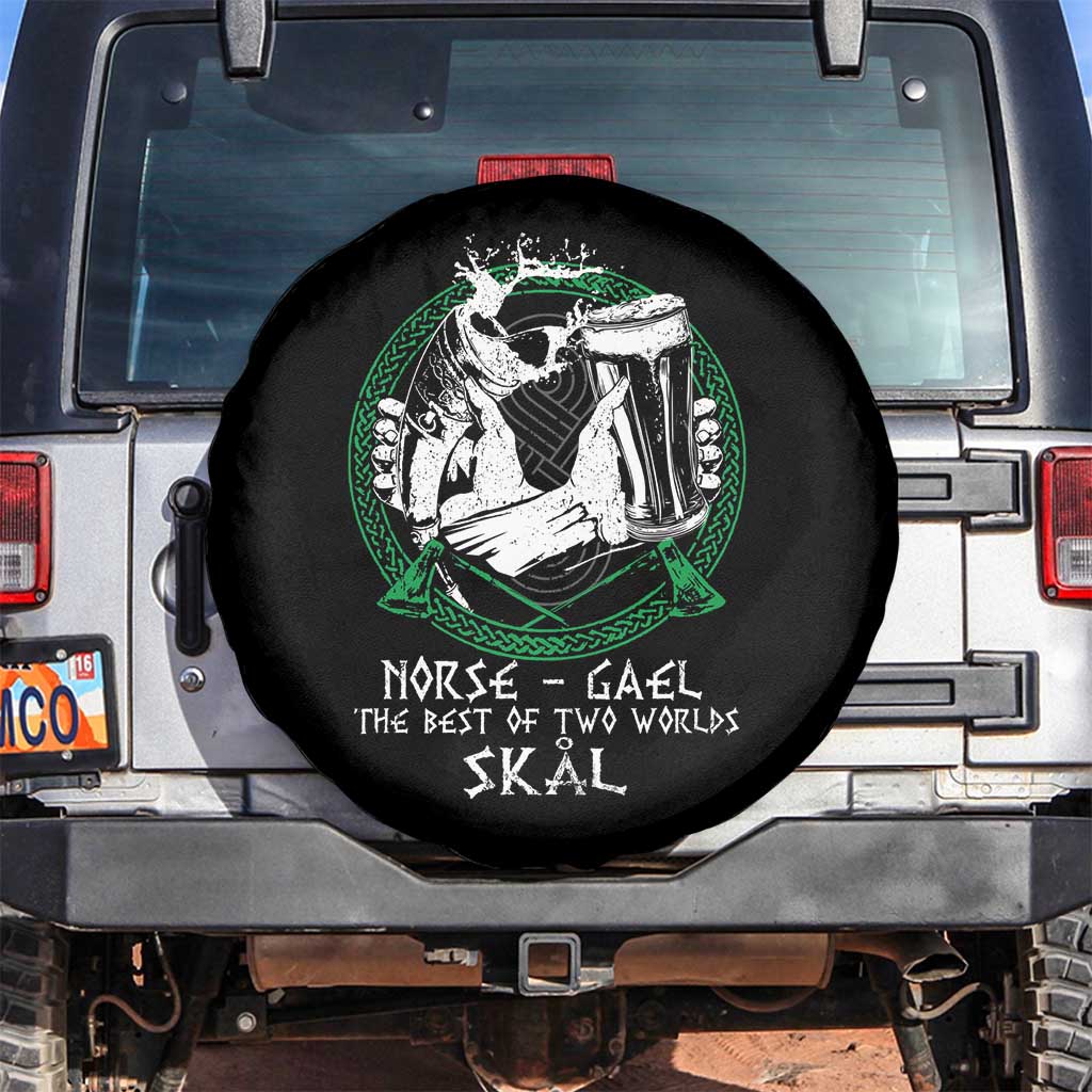 Funny Norse Gael The Best Of Two Worlds Skal Spare Tire Cover Irish Viking Beer TS11 No hole Black Print Your Wear